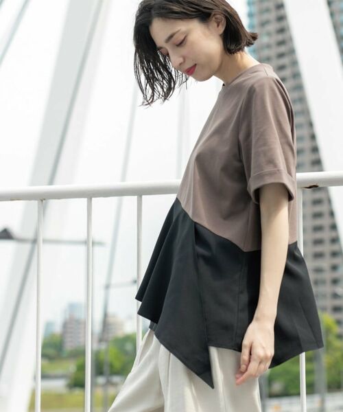 OPAQUE.CLIP / オペーク ドット クリップ カットソー | アシンメトリー切替ドッキングトップス | 詳細11