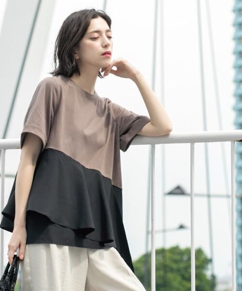 OPAQUE.CLIP / オペーク ドット クリップ カットソー | アシンメトリー切替ドッキングトップス | 詳細12