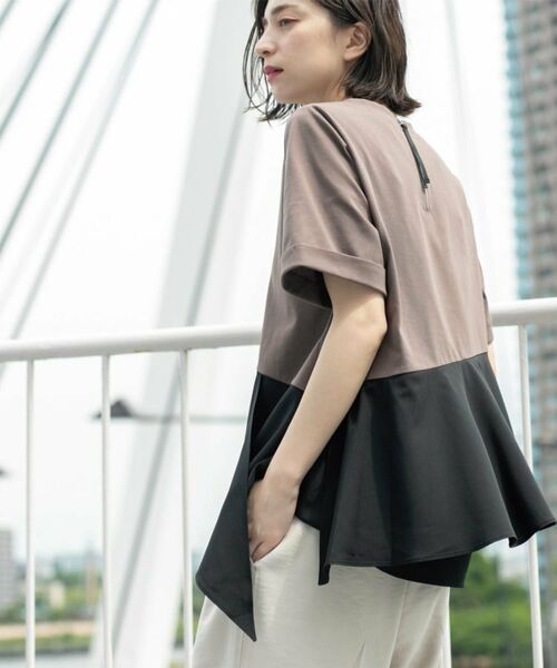 OPAQUE.CLIP / オペーク ドット クリップ カットソー | アシンメトリー切替ドッキングトップス | 詳細13