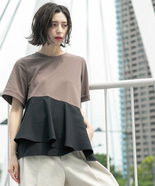 OPAQUE.CLIP / オペーク ドット クリップ カットソー | アシンメトリー切替ドッキングトップス | 詳細14