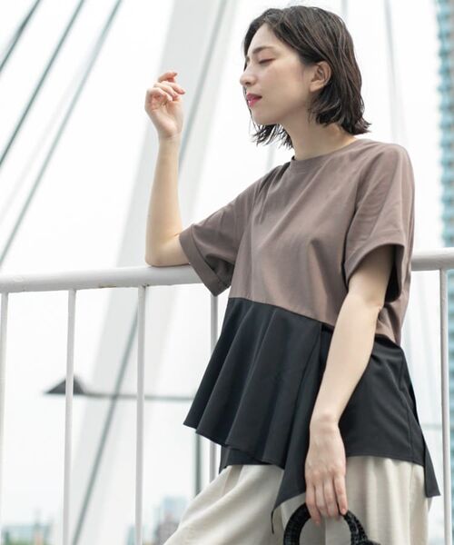 OPAQUE.CLIP / オペーク ドット クリップ カットソー | アシンメトリー切替ドッキングトップス | 詳細15