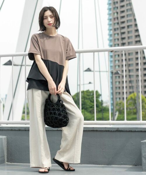 OPAQUE.CLIP / オペーク ドット クリップ カットソー | アシンメトリー切替ドッキングトップス | 詳細18