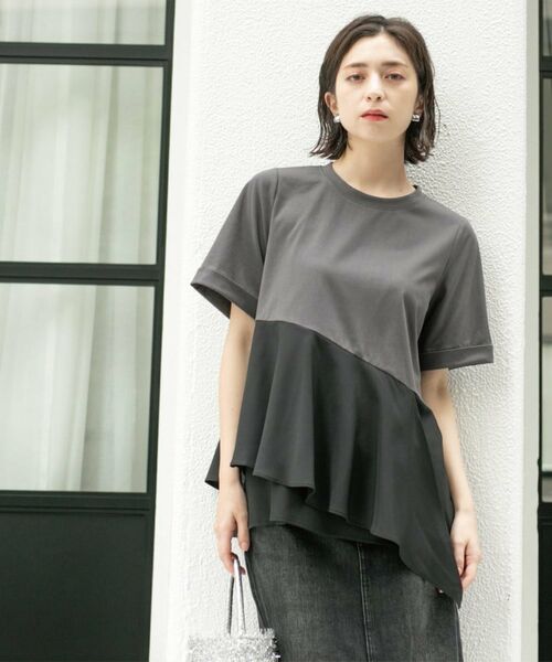 OPAQUE.CLIP / オペーク ドット クリップ カットソー | アシンメトリー切替ドッキングトップス | 詳細2