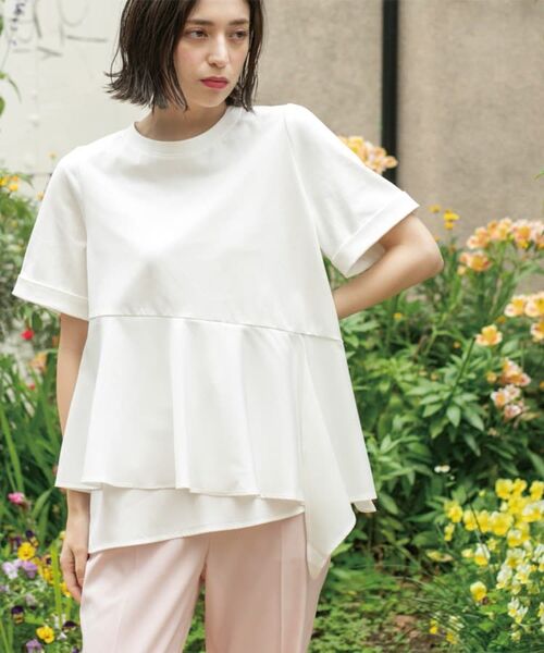 OPAQUE.CLIP / オペーク ドット クリップ カットソー | アシンメトリー切替ドッキングトップス | 詳細21