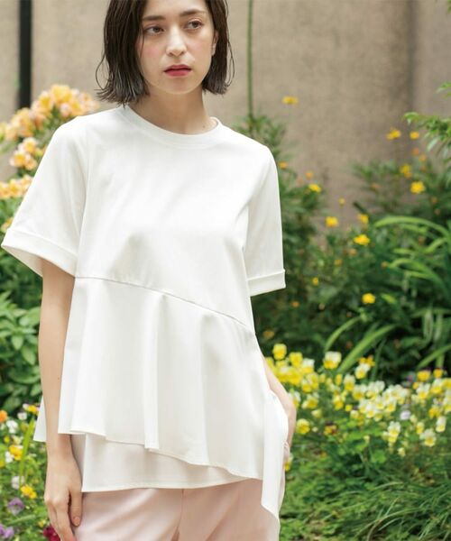 OPAQUE.CLIP / オペーク ドット クリップ カットソー | アシンメトリー切替ドッキングトップス | 詳細22