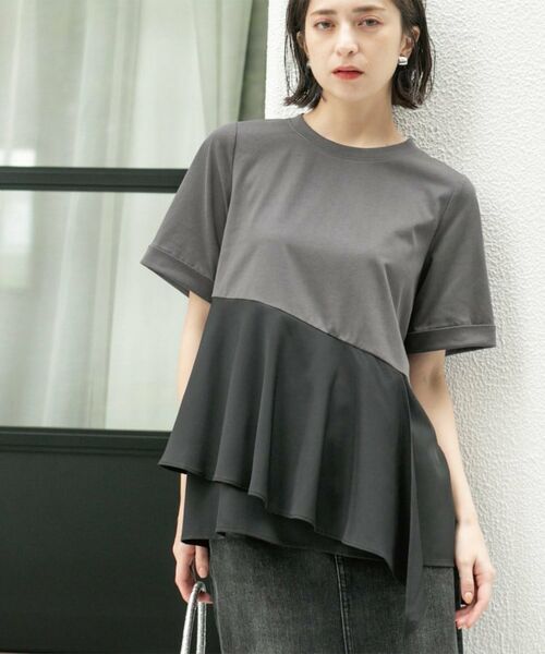 OPAQUE.CLIP / オペーク ドット クリップ カットソー | アシンメトリー切替ドッキングトップス | 詳細4