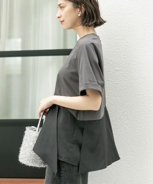 OPAQUE.CLIP / オペーク ドット クリップ カットソー | アシンメトリー切替ドッキングトップス | 詳細5