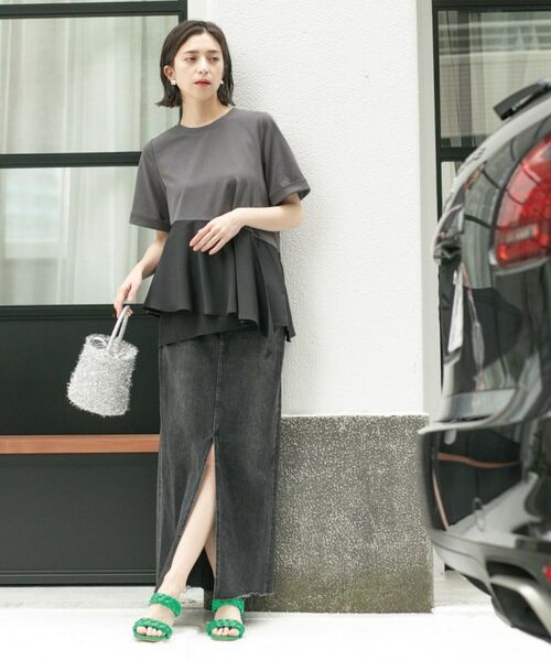 OPAQUE.CLIP / オペーク ドット クリップ カットソー | アシンメトリー切替ドッキングトップス | 詳細7