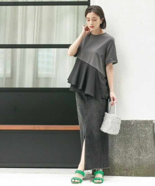 OPAQUE.CLIP / オペーク ドット クリップ カットソー | アシンメトリー切替ドッキングトップス | 詳細9