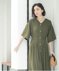 OPAQUE.CLIP / オペーク ドット クリップ ロング・マキシ丈ワンピース | シャーリングフィット＆フレアワンピース【洗濯機洗い可】