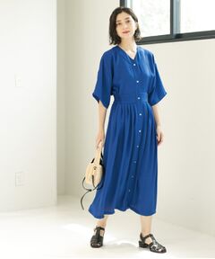 OPAQUE.CLIP / オペーク ドット クリップ ロング・マキシ丈ワンピース | シャーリングフィット＆フレアワンピース【洗濯機洗い可】