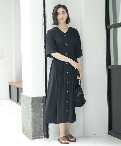 OPAQUE.CLIP / オペーク ドット クリップ ロング・マキシ丈ワンピース | シャーリングフィット&フレアワンピース【洗濯機洗い可】 | 詳細2