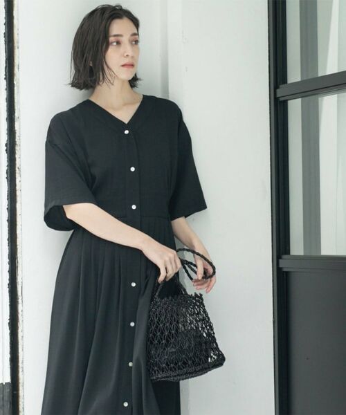 OPAQUE.CLIP / オペーク ドット クリップ ロング・マキシ丈ワンピース | シャーリングフィット&フレアワンピース【洗濯機洗い可】 | 詳細3