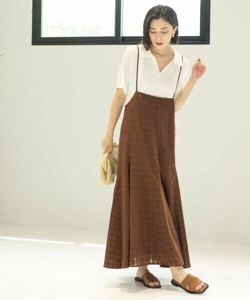 OPAQUE.CLIP / オペーク ドット クリップ ワンピース | シアーチェックキャミワンピース【洗濯機洗い可】 | 詳細10