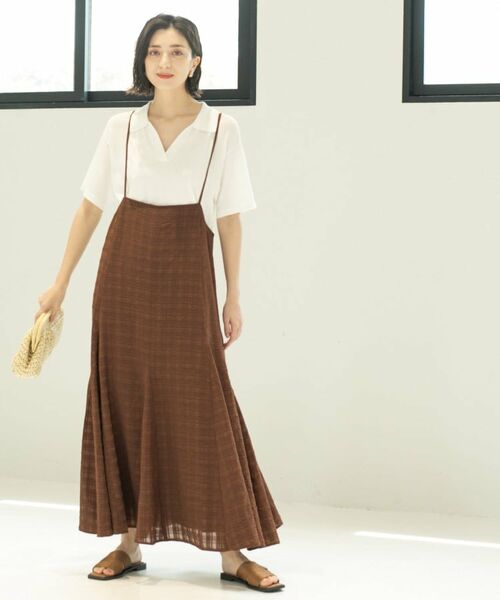 OPAQUE.CLIP / オペーク ドット クリップ ワンピース | シアーチェックキャミワンピース【洗濯機洗い可】 | 詳細17