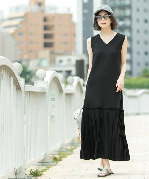 OPAQUE.CLIP / オペーク ドット クリップ ロング・マキシ丈ワンピース | プリーツ切替ノースリーブワンピース【洗濯機洗い可】 | 詳細11