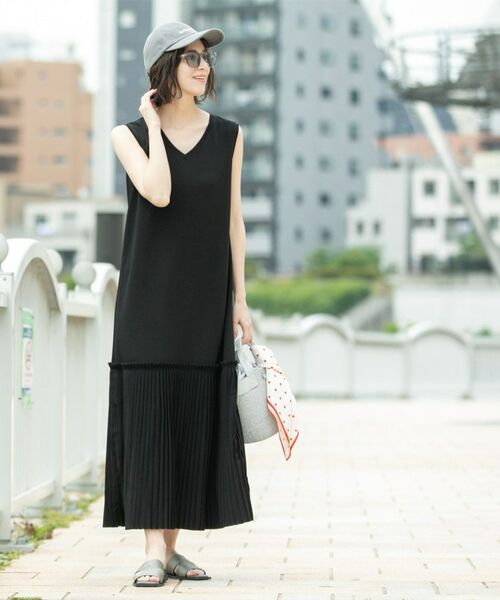 OPAQUE.CLIP / オペーク ドット クリップ ロング・マキシ丈ワンピース | プリーツ切替ノースリーブワンピース【洗濯機洗い可】 | 詳細14