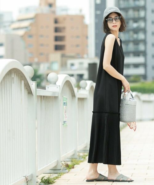 OPAQUE.CLIP / オペーク ドット クリップ ロング・マキシ丈ワンピース | プリーツ切替ノースリーブワンピース【洗濯機洗い可】 | 詳細15