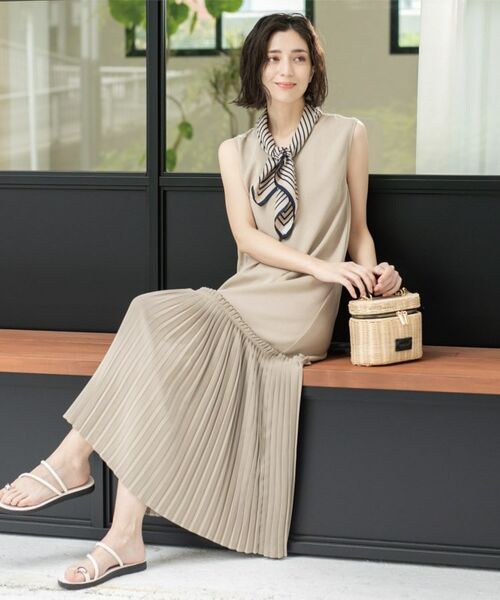 OPAQUE.CLIP / オペーク ドット クリップ ロング・マキシ丈ワンピース | プリーツ切替ノースリーブワンピース【洗濯機洗い可】 | 詳細17