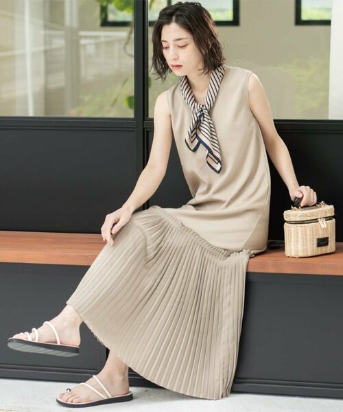 OPAQUE.CLIP / オペーク ドット クリップ ロング・マキシ丈ワンピース | プリーツ切替ノースリーブワンピース【洗濯機洗い可】 | 詳細18