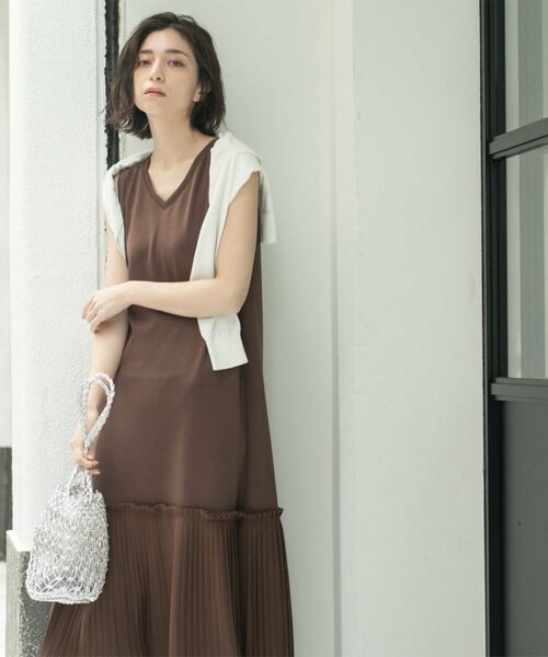 OPAQUE.CLIP / オペーク ドット クリップ ロング・マキシ丈ワンピース | プリーツ切替ノースリーブワンピース【洗濯機洗い可】 | 詳細2