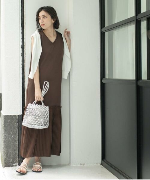 OPAQUE.CLIP / オペーク ドット クリップ ロング・マキシ丈ワンピース | プリーツ切替ノースリーブワンピース【洗濯機洗い可】 | 詳細6