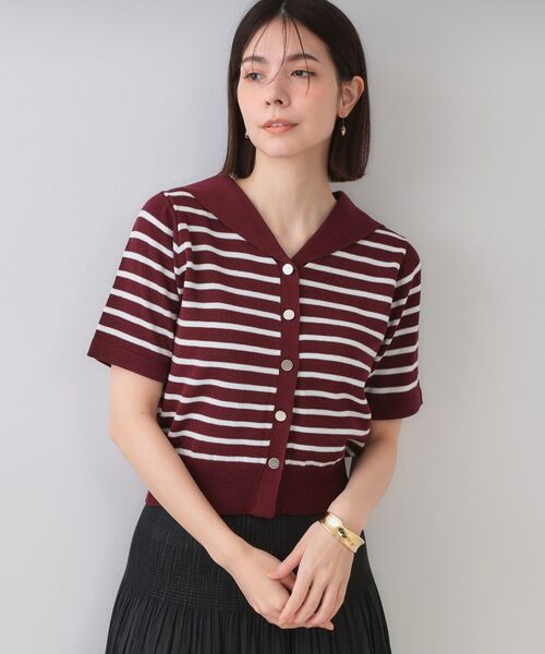 OPAQUE.CLIP / オペーク ドット クリップ ニット・セーター | セーラーカラーボーダーニット【洗濯機洗い可】 | 詳細5