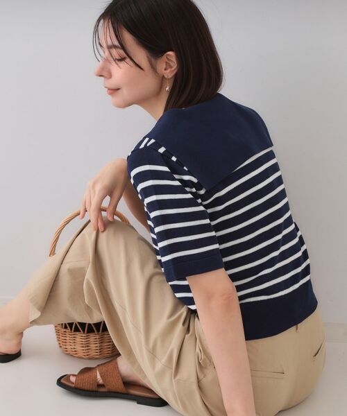 OPAQUE.CLIP / オペーク ドット クリップ ニット・セーター | セーラーカラーボーダーニット【洗濯機洗い可】 | 詳細9