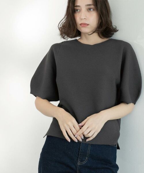 OPAQUE.CLIP / オペーク ドット クリップ ニット・セーター | ガーターボリュームスリーブニット【UVケア/洗濯機洗い可】 | 詳細6