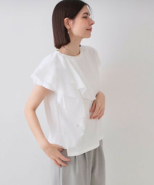 OPAQUE.CLIP / オペーク ドット クリップ カットソー | ショルダーフリルドッキングカットソー【洗濯機洗い可】 | 詳細1