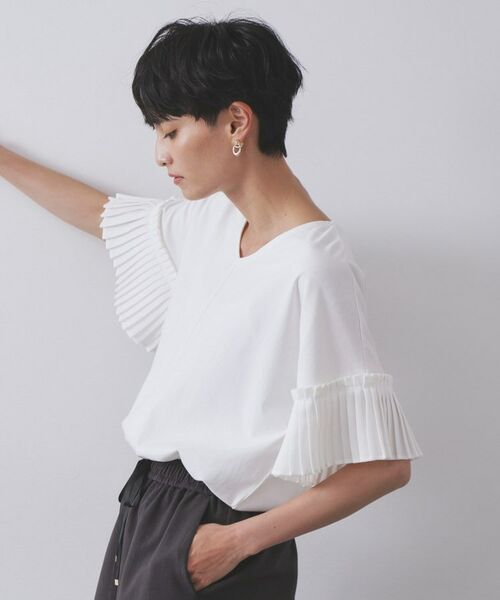 OPAQUE.CLIP / オペーク ドット クリップ カットソー | プリーツスリーブドッキングトップス【洗濯機洗い可】 | 詳細1