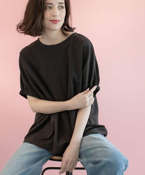 未使用　ビアズリー♡プリーツ風カットソー　ドルマンスリーブ　配色ライン　洗える 未使用 ビアズリー♡プリーツ風カットソー ドルマンスリーブ