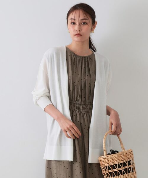 OPAQUE. CLIP/オペーク ドット クリップ ミドル丈トッパーニットカーディガン【洗濯機洗い可/接触冷感/抗ピル】 ホワイト(001) 38(M)