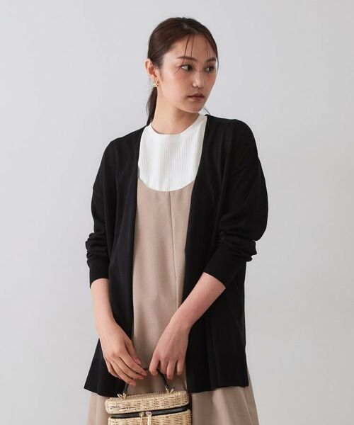 OPAQUE. CLIP/オペーク ドット クリップ ミドル丈トッパーニットカーディガン【洗濯機洗い可/接触冷感/抗ピル】 ブラック(019) 40(L)