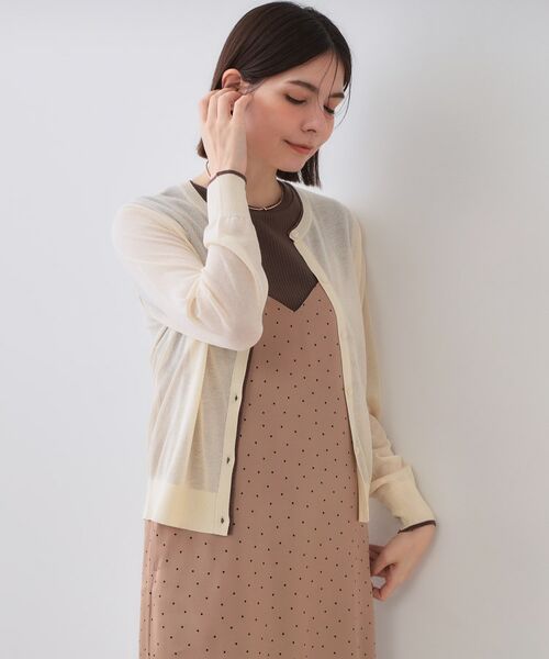 OPAQUE.CLIP / オペーク ドット クリップ カーディガン・ボレロ | 配色シアークルーニットカーディガン【洗濯機洗い可/抗ピル】 | 詳細1