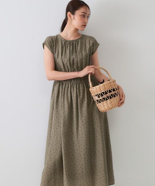 OPAQUE.CLIP / オペーク ドット クリップ ロング・マキシ丈ワンピース | ドットプリントワンピース【洗濯機洗い可】(モカブラウン(142))