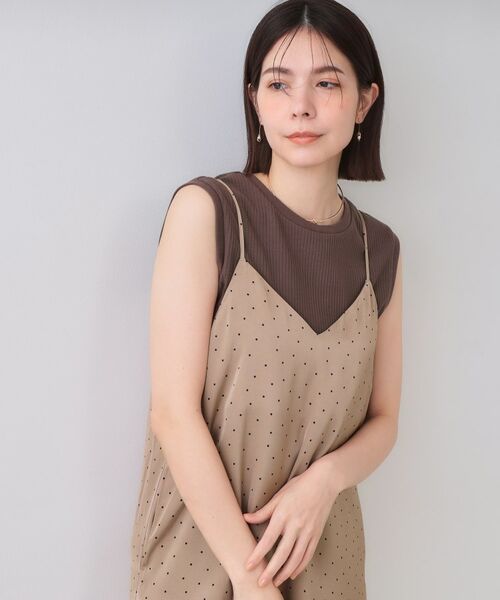 OPAQUE.CLIP / オペーク ドット クリップ ロング・マキシ丈ワンピース | ランダムドット サテンキャミワンピース【洗濯機洗い可】 | 詳細5