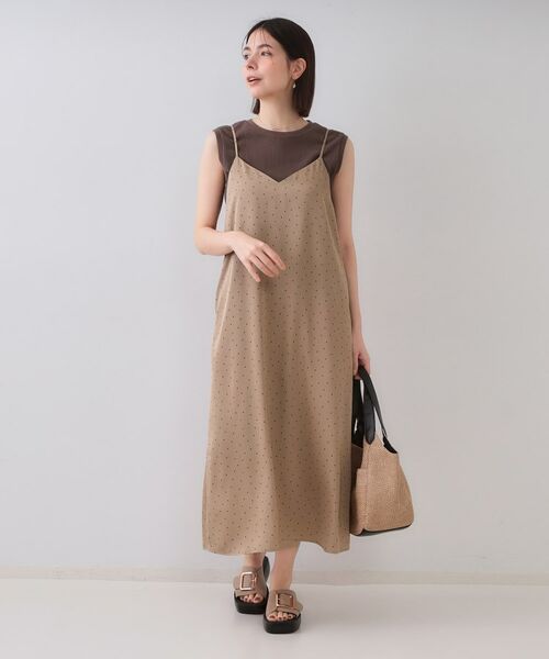 OPAQUE.CLIP / オペーク ドット クリップ ロング・マキシ丈ワンピース | ランダムドット サテンキャミワンピース【洗濯機洗い可】 | 詳細6