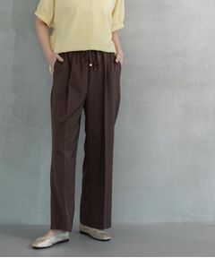 OPAQUE.CLIP / オペーク ドット クリップ パンツ | ラメストライプイージーワイドパンツ/セットアップ可【洗濯機洗い可/防シワ/吸水速乾】