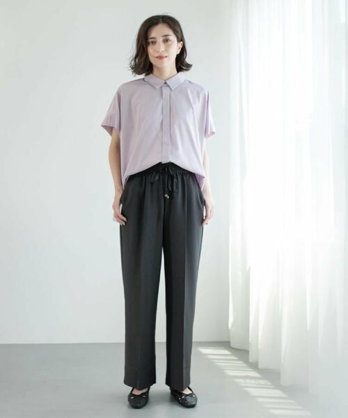 OPAQUE.CLIP / オペーク ドット クリップ パンツ | ラメストライプイージーワイドパンツ/セットアップ可【洗濯機洗い可/防シワ/吸水速乾】 | 詳細1