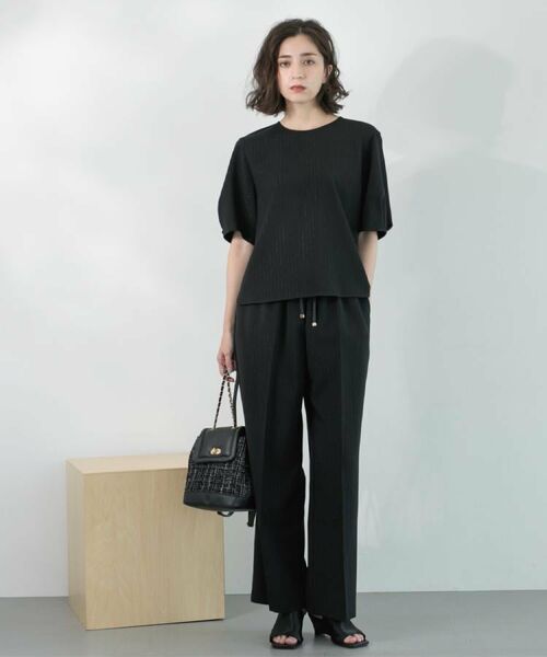 OPAQUE.CLIP / オペーク ドット クリップ パンツ | ラメストライプイージーワイドパンツ/セットアップ可【洗濯機洗い可/防シワ/吸水速乾】 | 詳細10