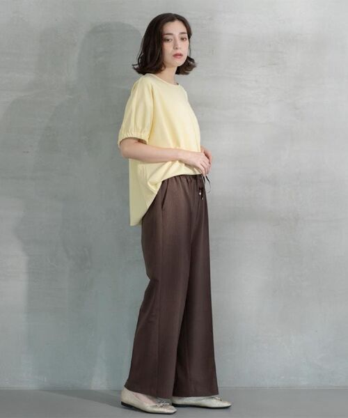 OPAQUE.CLIP / オペーク ドット クリップ パンツ | ラメストライプイージーワイドパンツ/セットアップ可【洗濯機洗い可/防シワ/吸水速乾】 | 詳細12