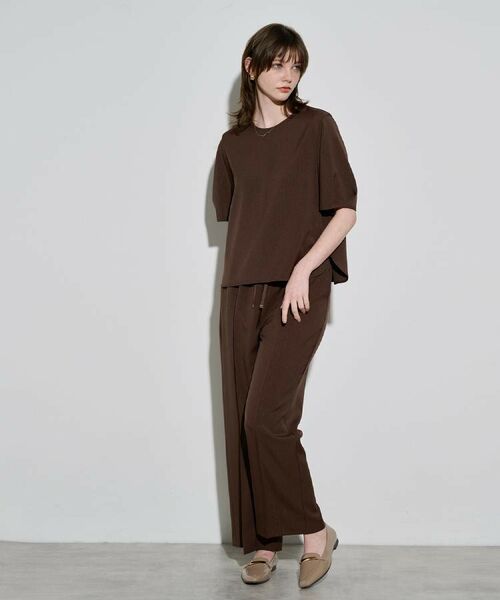 OPAQUE.CLIP / オペーク ドット クリップ パンツ | ラメストライプイージーワイドパンツ/セットアップ可【洗濯機洗い可/防シワ/吸水速乾】 | 詳細18