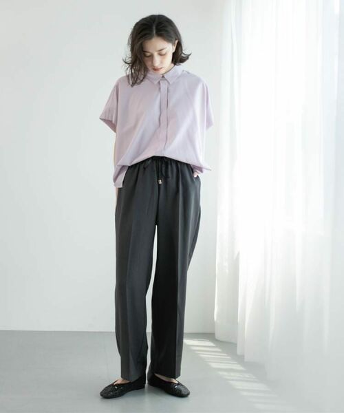 OPAQUE.CLIP / オペーク ドット クリップ パンツ | ラメストライプイージーワイドパンツ/セットアップ可【洗濯機洗い可/防シワ/吸水速乾】 | 詳細2