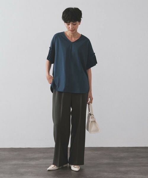 OPAQUE.CLIP / オペーク ドット クリップ パンツ | ラメストライプイージーワイドパンツ/セットアップ可【洗濯機洗い可/防シワ/吸水速乾】 | 詳細21