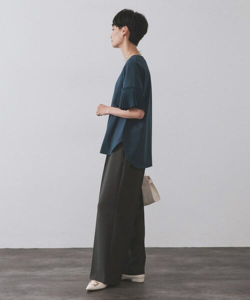 OPAQUE.CLIP / オペーク ドット クリップ パンツ | ラメストライプイージーワイドパンツ/セットアップ可【洗濯機洗い可/防シワ/吸水速乾】 | 詳細22