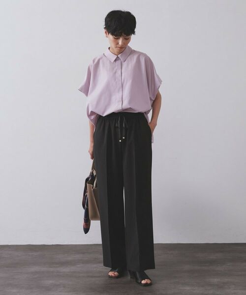 OPAQUE.CLIP / オペーク ドット クリップ パンツ | ラメストライプイージーワイドパンツ/セットアップ可【洗濯機洗い可/防シワ/吸水速乾】 | 詳細26