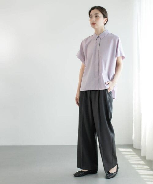 OPAQUE.CLIP / オペーク ドット クリップ パンツ | ラメストライプイージーワイドパンツ/セットアップ可【洗濯機洗い可/防シワ/吸水速乾】 | 詳細3