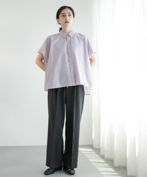 OPAQUE.CLIP / オペーク ドット クリップ パンツ | ラメストライプイージーワイドパンツ/セットアップ可【洗濯機洗い可/防シワ/吸水速乾】 | 詳細4