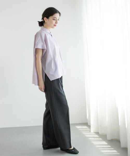 OPAQUE.CLIP / オペーク ドット クリップ パンツ | ラメストライプイージーワイドパンツ/セットアップ可【洗濯機洗い可/防シワ/吸水速乾】 | 詳細5